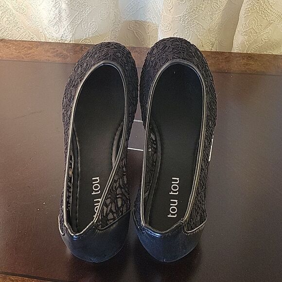 BRAND NEW  TOUTOU ELENA BLACK BALLET FLATS LACE  WOMEN"S SHOES - Picture 5 of 15